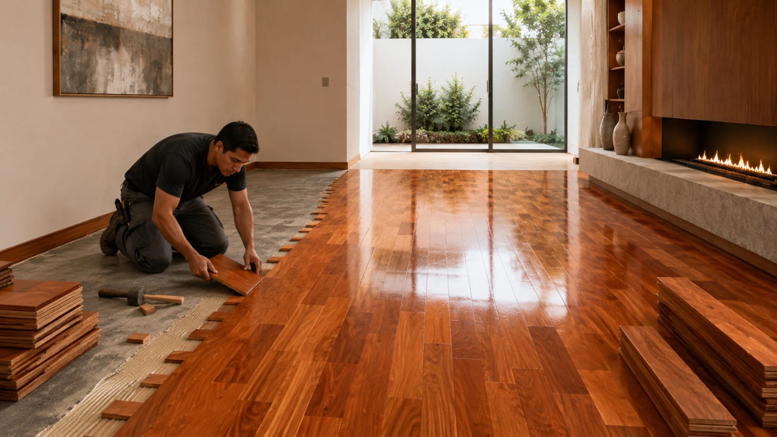 Instalación profesional de piso de madera